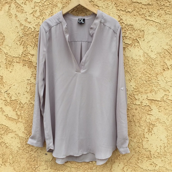 Grey Vneck Blouse - Picture 2 of 6